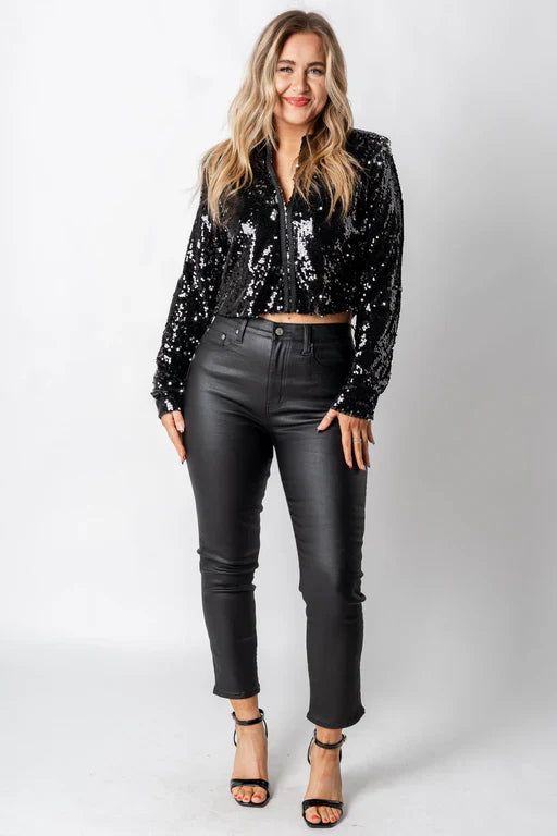 Veste Noire à Finition Scintillante pour Femme | Idéale pour les Occasions Festives