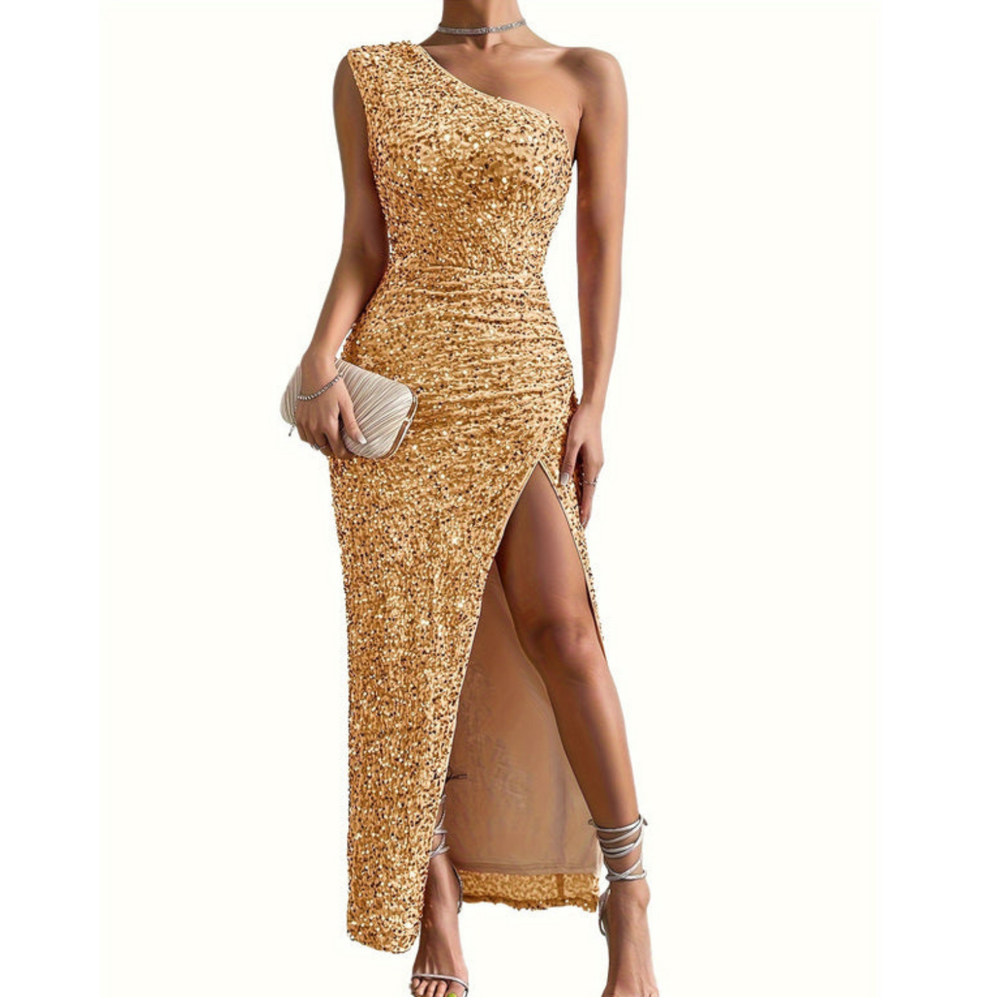 Robe Longue à Épaules Dénudées avec Fente pour Femme | Idéale pour les Soirées et Réceptions