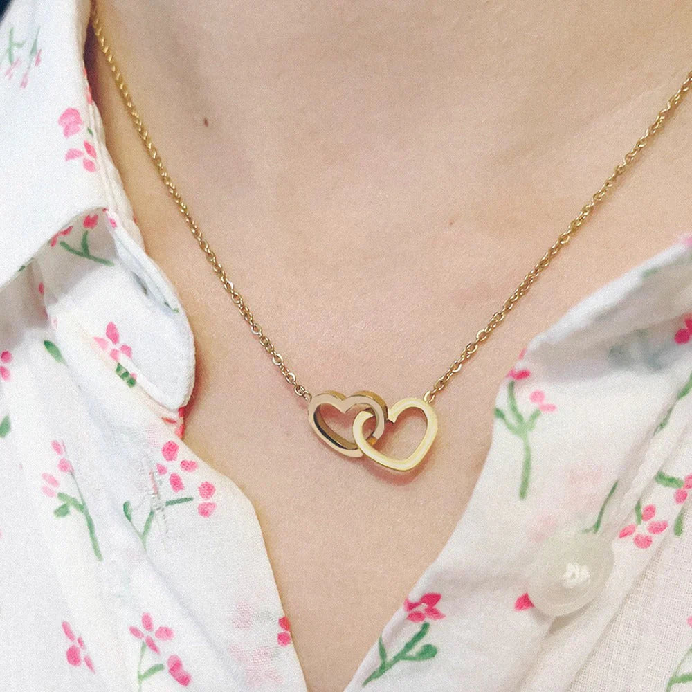Boîte Cadeau avec Rose Préservée Et Collier Double Cœur | Idéale pour Offrir
