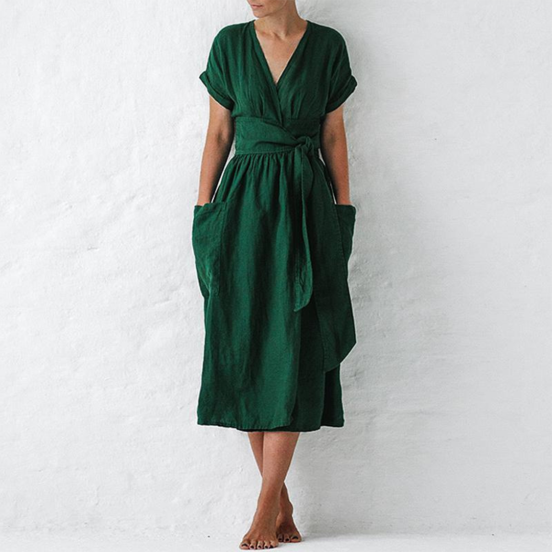 Robe Midi Portefeuille Avec Taille Ajustable Pour Femme | Idéale Pour Les Sorties Décontractées Et Occasions