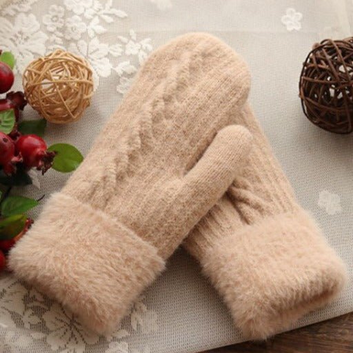 Moufles à Maille avec Bordure Douce pour Femmes | Idéales pour les Journées Froides