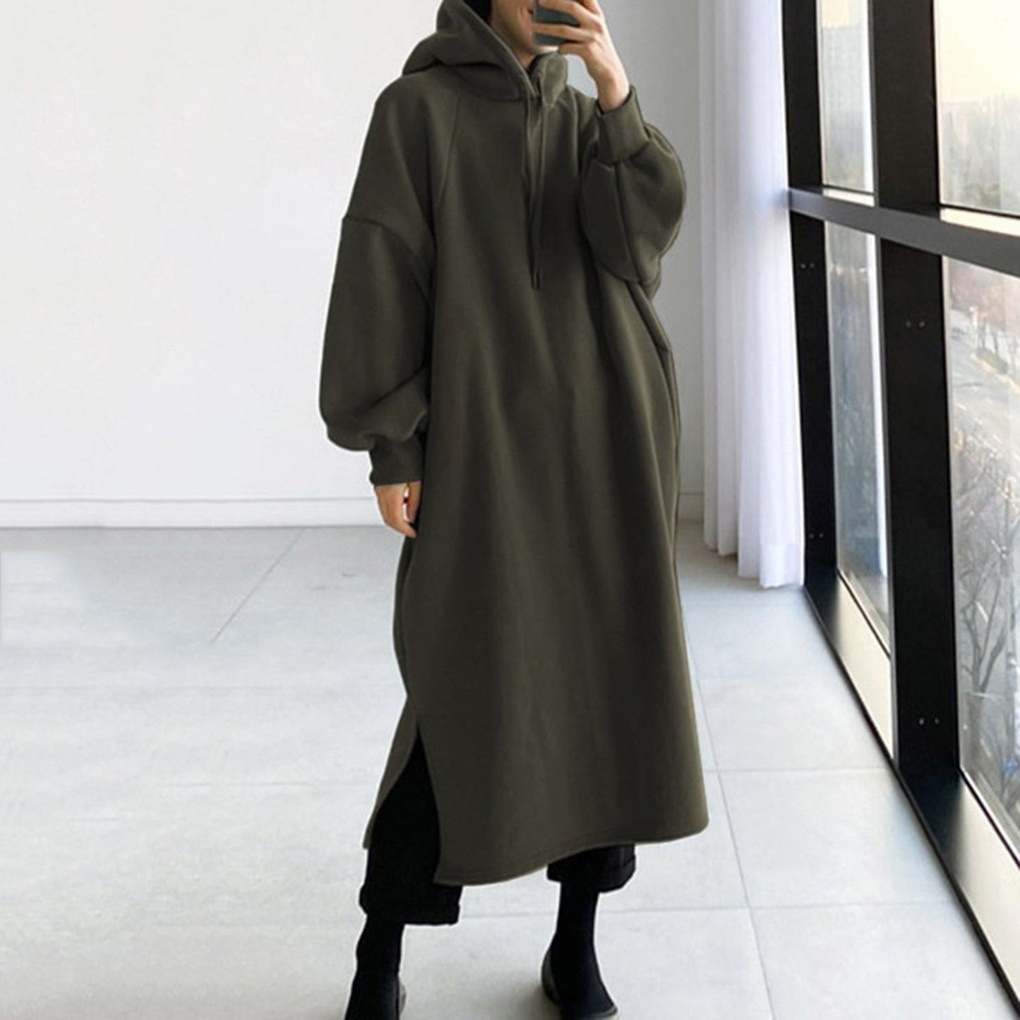 Robe Manteau Longue À Capuche avec Coupe Ample pour Femme | Idéale pour L’Hiver
