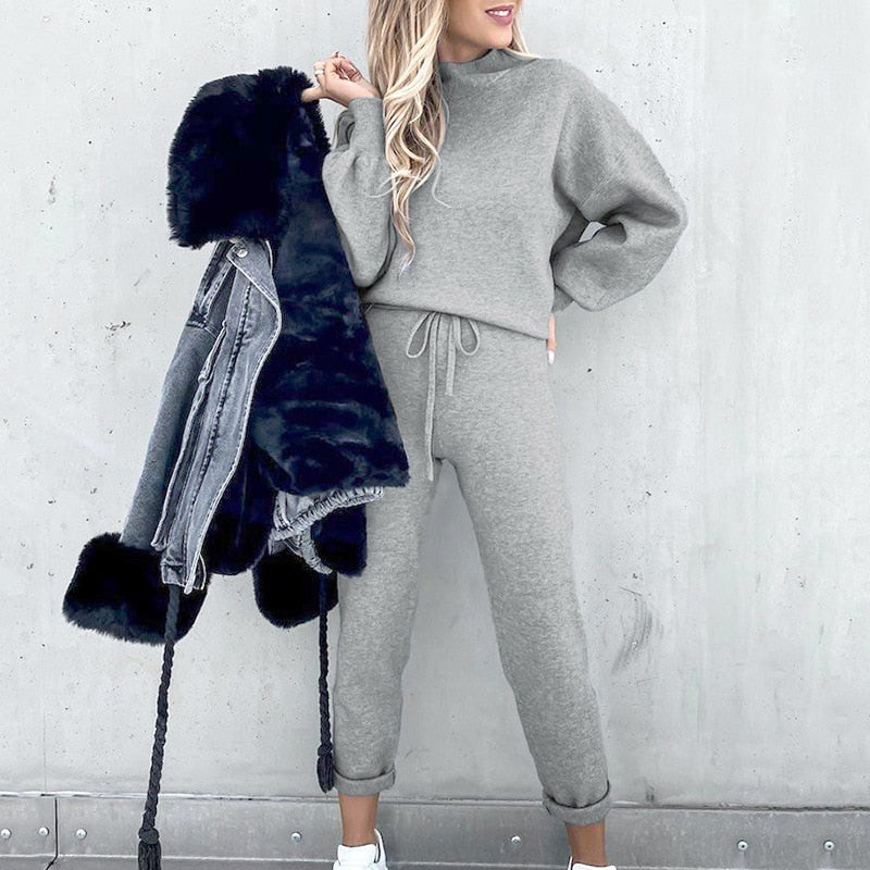 Ensemble Deux Pièces avec Haut à Manches Longues Ballon et Pantalon à Taille Ajustable pour Femme | Idéal pour un Usage Quotidien