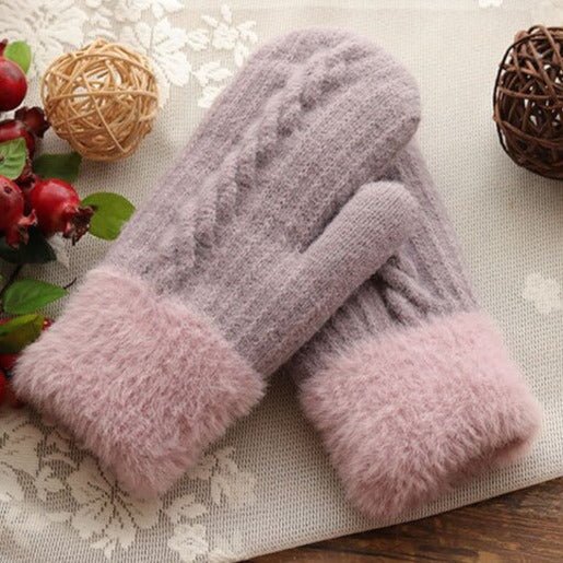 Moufles à Maille avec Bordure Douce pour Femmes | Idéales pour les Journées Froides