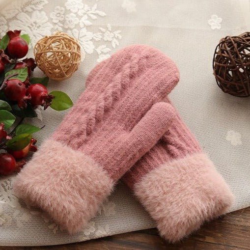 Moufles à Maille avec Bordure Douce pour Femmes | Idéales pour les Journées Froides