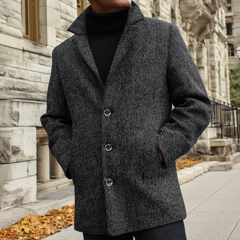 Veste Décontractée À Revers avec Motif Chevrons pour Homme | Idéal pour Différentes Occasions