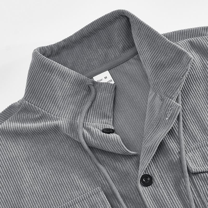 Veste Cargo Unie avec Col à Revers et Poches Multiples pour Homme | Idéale pour l’Automne et le Printemps