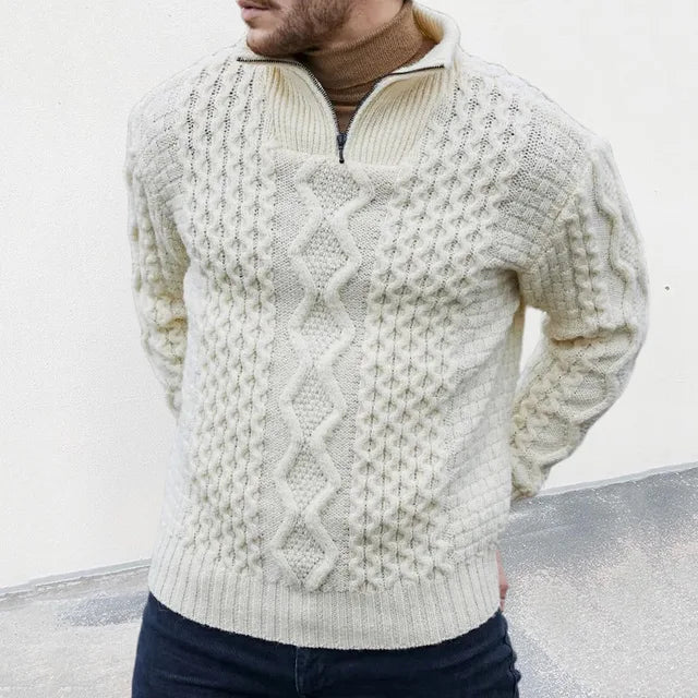 Pull Tricoté avec Col Demi-Zip pour Homme | Idéal pour un Usage Quotidien