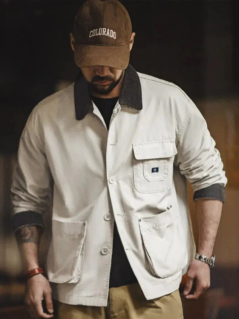 Veste avec Col Pointu et Poches Frontales pour Homme | Idéale pour un Usage Quotidien