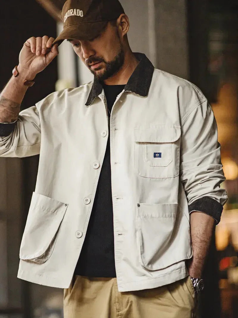 Veste avec Col Pointu et Poches Frontales pour Homme | Idéale pour un Usage Quotidien