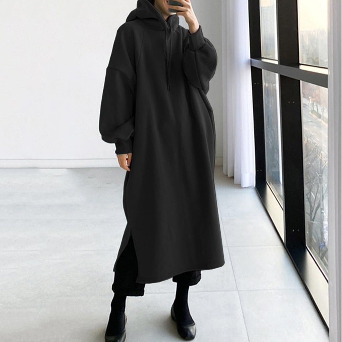 Robe Manteau Longue À Capuche avec Coupe Ample pour Femme | Idéale pour L’Hiver