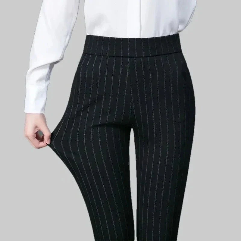 Pantalon Extensible à Rayures pour Femme avec Ceinture Élastique | Idéal pour le Quotidien et les Sorties