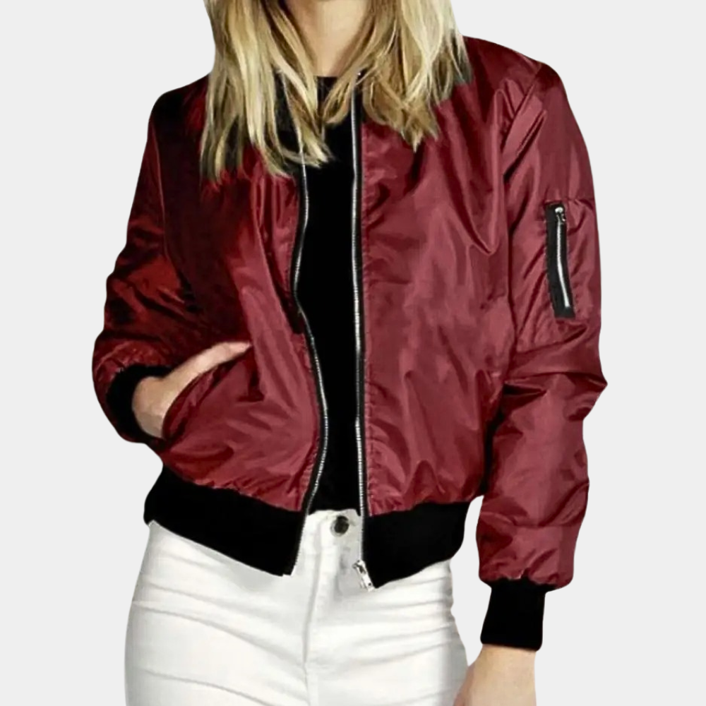 Veste Bomber Légère Avec Poches pour Femme | Idéale pour Les Journées d’Été Fraîches