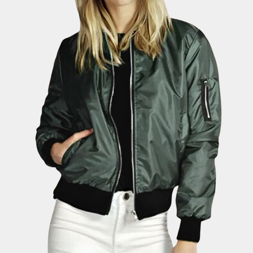 Veste Bomber Légère Avec Poches pour Femme | Idéale pour Les Journées d’Été Fraîches
