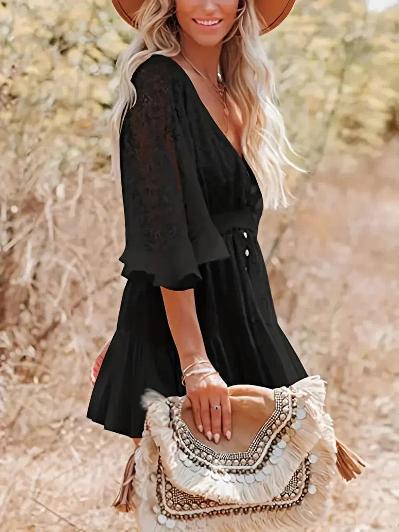 Robe Courte Bohème avec Coupe Ample pour Femme | Idéale pour l’Été et les Sorties Décontractées