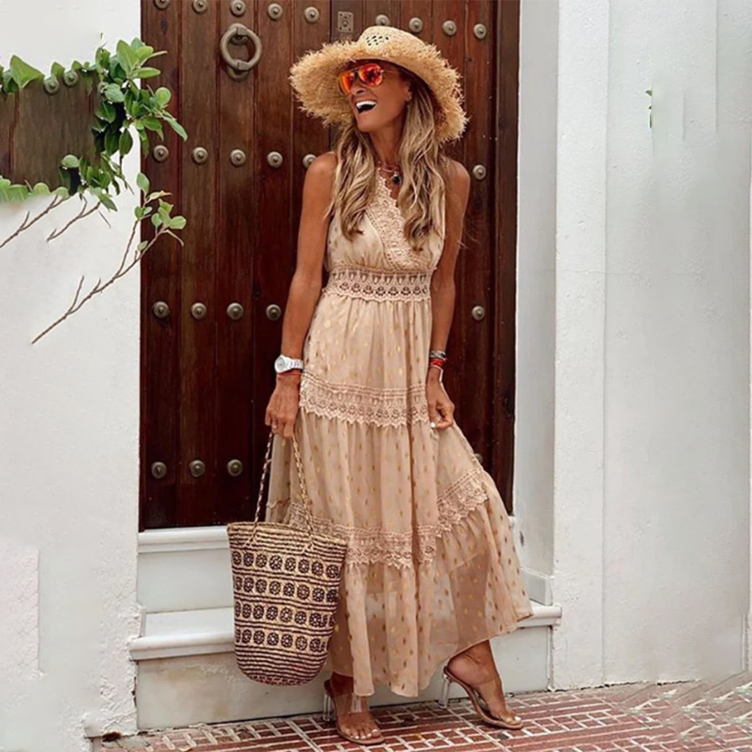 Robe Longue à Détails Boho pour Femme | Idéale pour les Journées d’Été