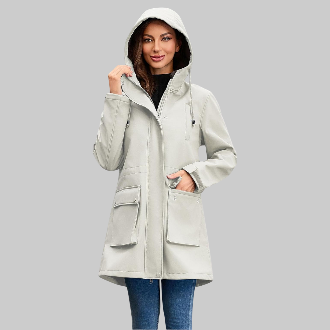 Veste Longue avec Capuche et Protection Contre les Intempéries pour Femme | Idéale pour les Journées de Pluie et les Activités en Extérieur