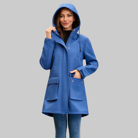 Veste Longue avec Capuche et Protection Contre les Intempéries pour Femme | Idéale pour les Journées de Pluie et les Activités en Extérieur