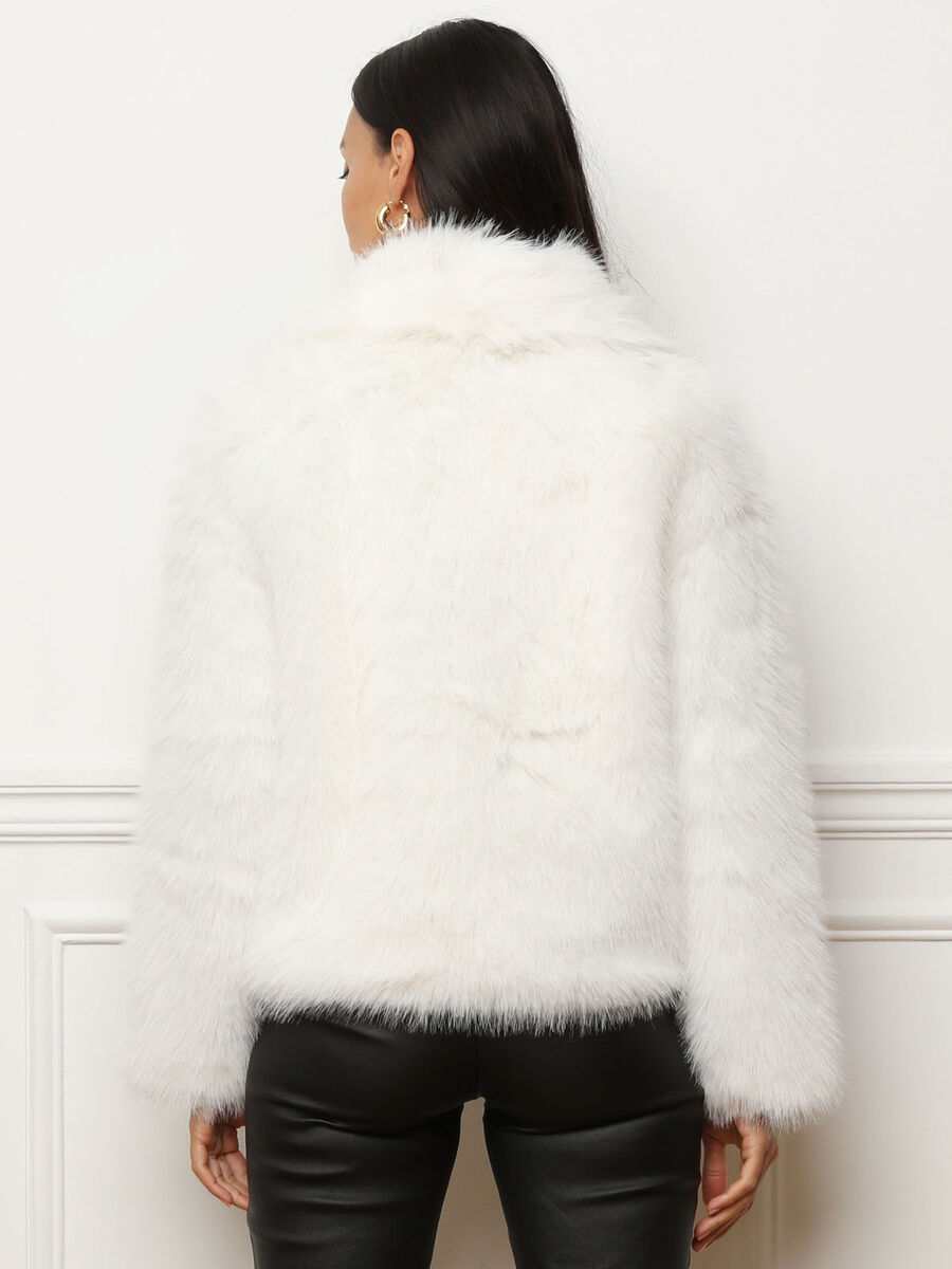 Manteau à Effet Fourrure avec Col Large pour Femmes | Idéal pour l’Hiver