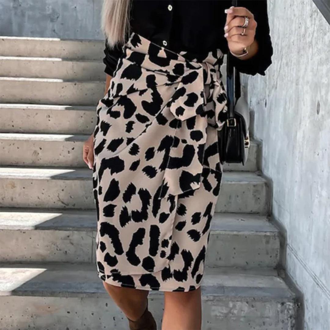 Jupe Mi-Longue avec Imprimé Léopard et Taille Standard pour Femme | Idéal pour l'Été