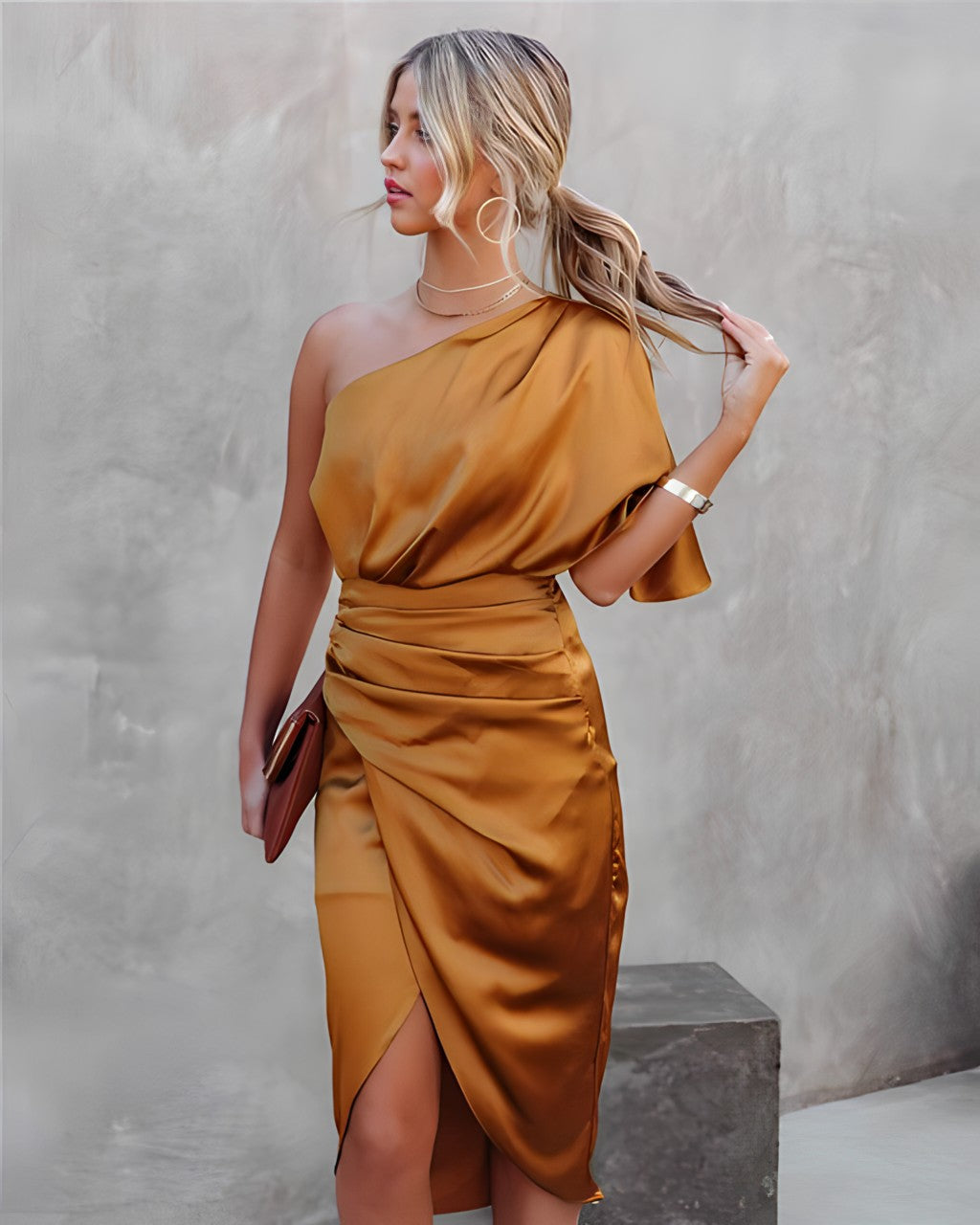 Robe Midi Asymétrique avec Jupe Drapée pour Femmes | Idéale pour les Occasions Festives Ask ChatGPT