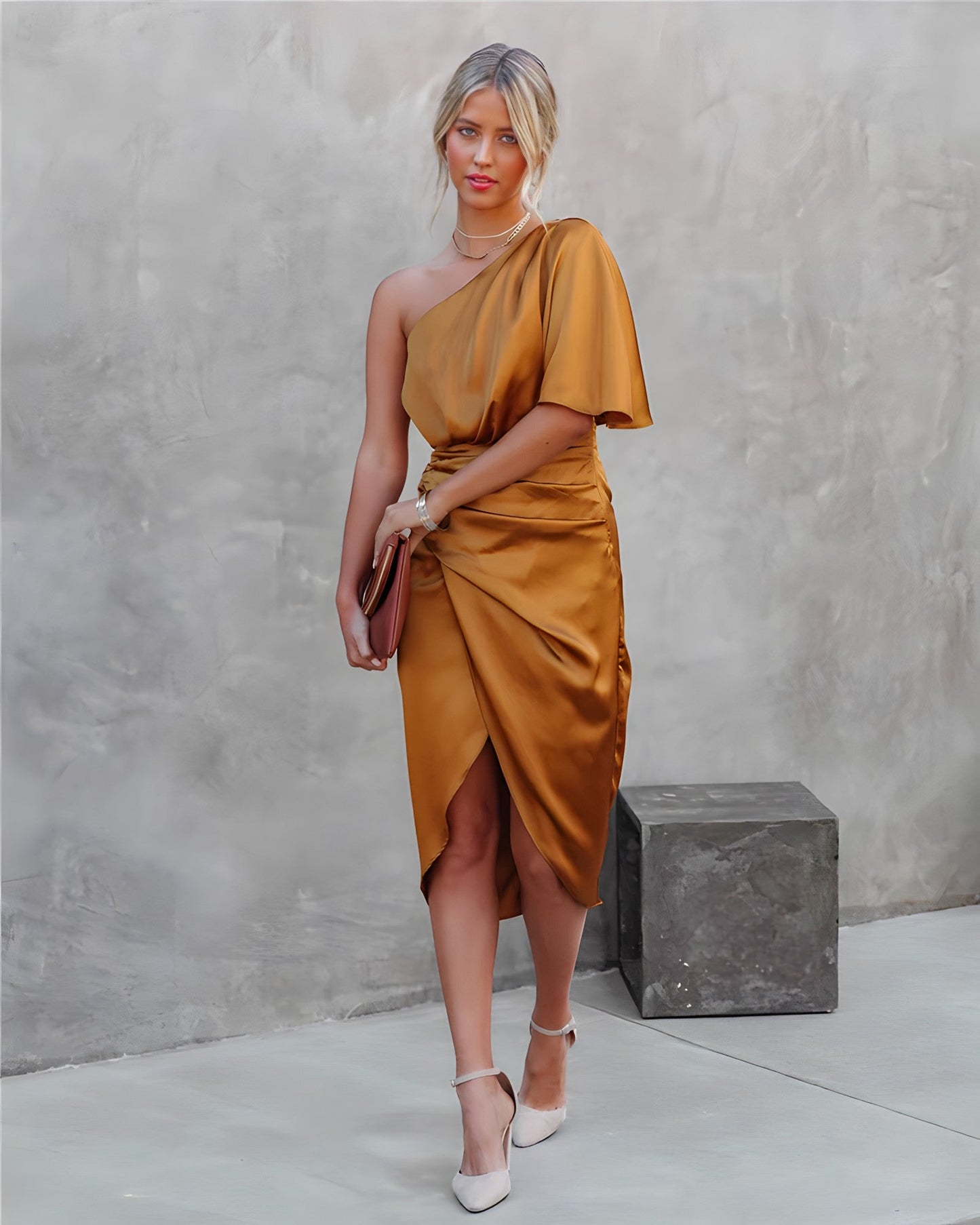 Robe Midi Asymétrique avec Jupe Drapée pour Femmes | Idéale pour les Occasions Festives Ask ChatGPT