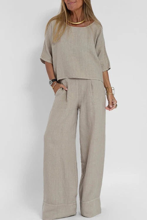 Ensemble Avec Haut Court Et Pantalon Large pour Femme | Idéal pour Les Journées d’Été