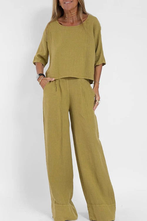 Ensemble Avec Haut Court Et Pantalon Large pour Femme | Idéal pour Les Journées d’Été