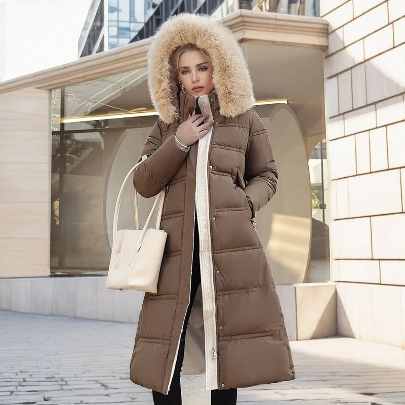 Manteau d’Hiver Long pour Femme avec Coupe Cintrée et Manches Longues | Idéal pour la Saison Froide