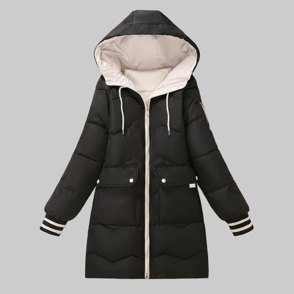 Veste d’Hiver Longue avec Capuche pour Femme | Idéale pour les Journées Froides et les Déplacements Quotidiens