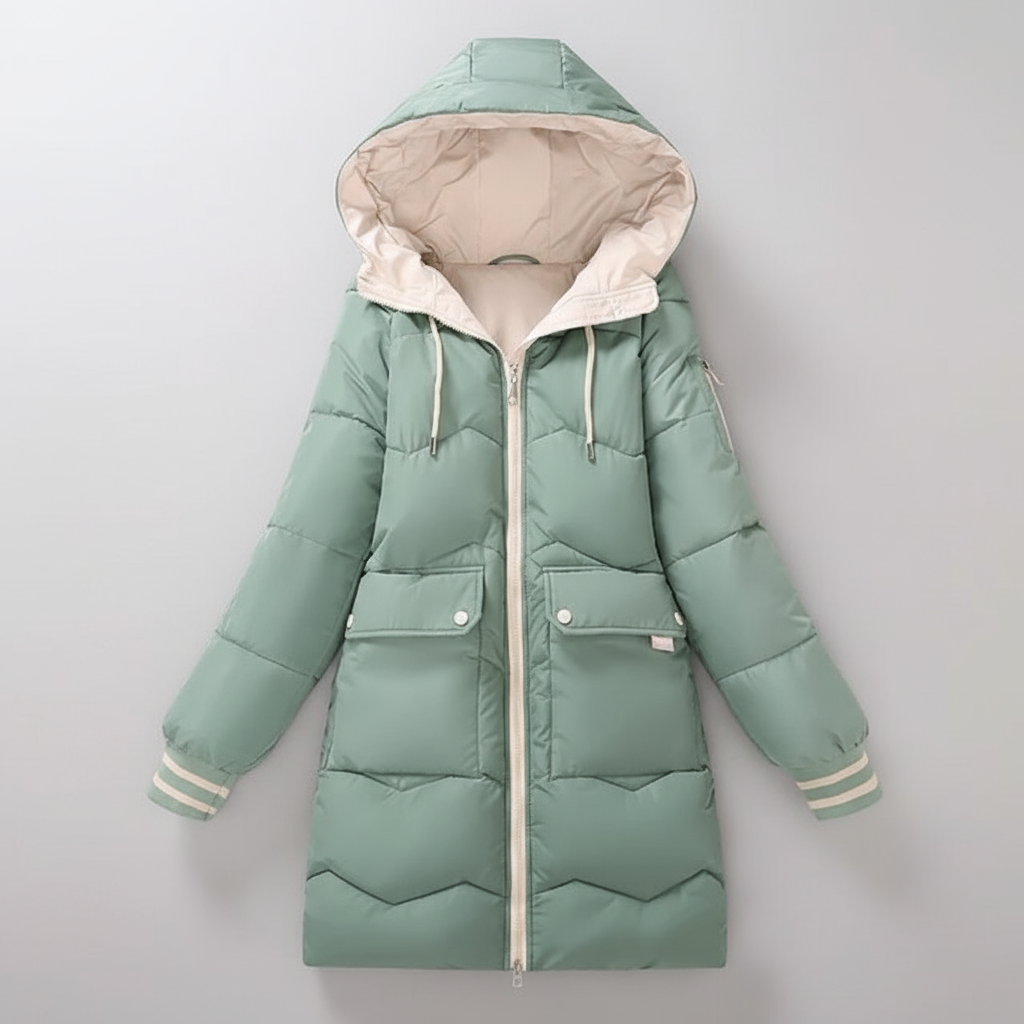 Veste d’Hiver Longue avec Capuche pour Femme | Idéale pour les Journées Froides et les Déplacements Quotidiens