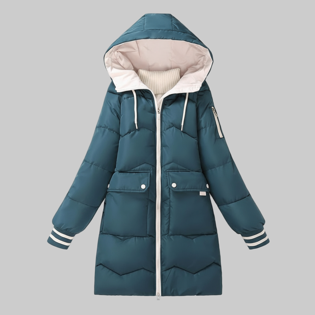 Veste d’Hiver Longue avec Capuche pour Femme | Idéale pour les Journées Froides et les Déplacements Quotidiens