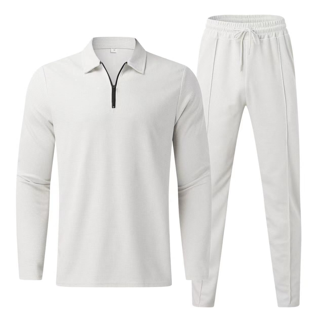 Ensemble Homme avec Polo Manches Longues Et Pantalon De Survêtement | Usage Quotidien Décontracté
