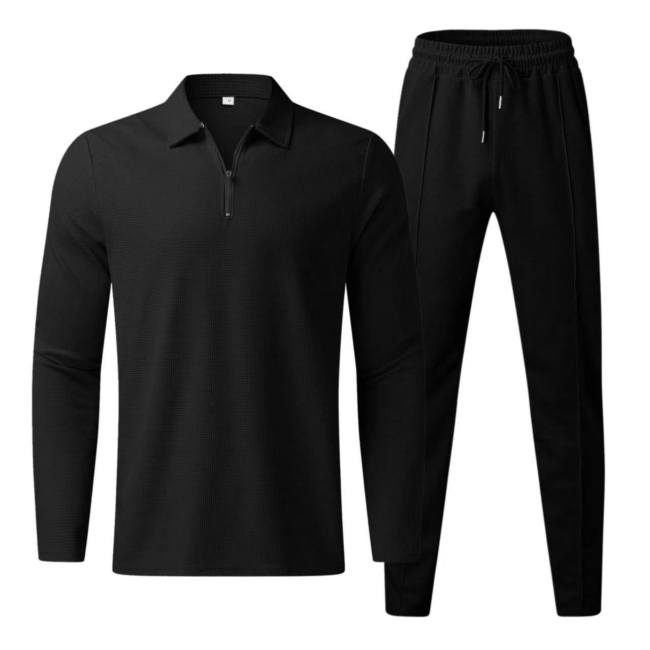 Ensemble Homme avec Polo Manches Longues Et Pantalon De Survêtement | Usage Quotidien Décontracté