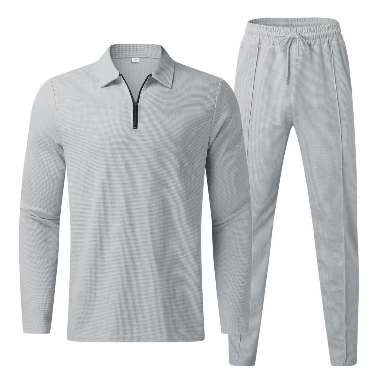 Ensemble Homme avec Polo Manches Longues Et Pantalon De Survêtement | Usage Quotidien Décontracté