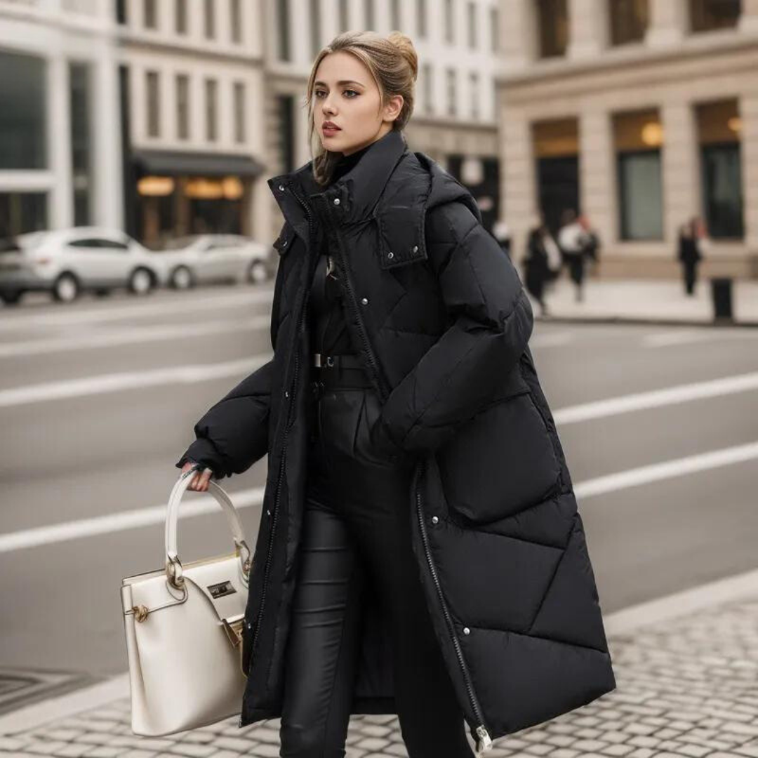 Manteau Long d’Hiver avec Fermeture Frontale pour Femme | Idéal pour la Saison Froide