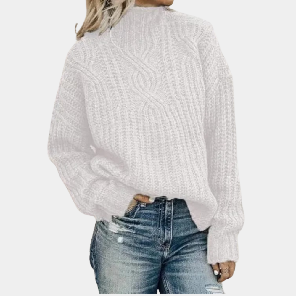 Pull pour Femme Avec Motif Câble Et Col Montant | Idéal pour L’Hiver