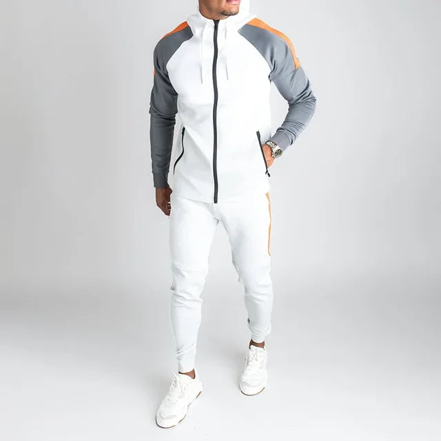 Ensemble Survêtement Homme avec Veste Zippée Et Panneaux Contrastés | Idéal pour Le Sport Et Les Loisirs