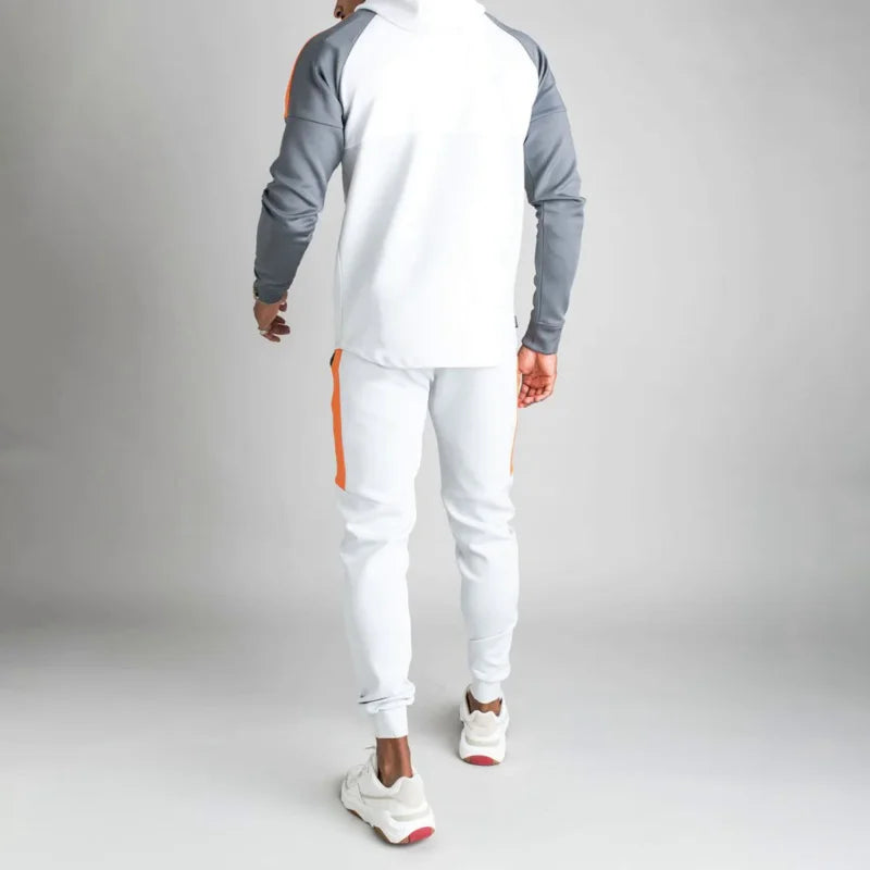 Ensemble Survêtement Homme avec Veste Zippée Et Panneaux Contrastés | Idéal pour Le Sport Et Les Loisirs