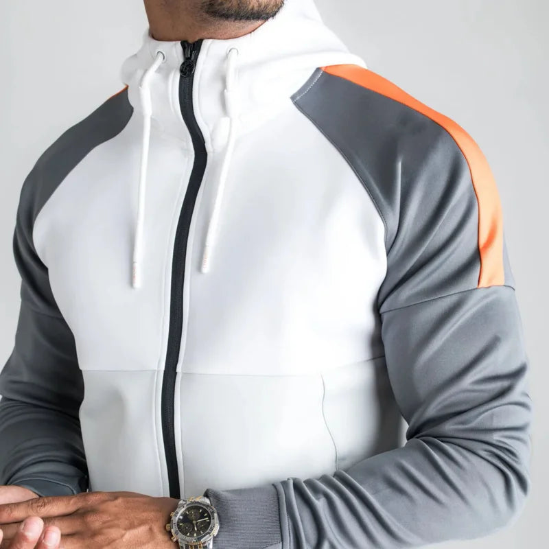 Ensemble Survêtement Homme avec Veste Zippée Et Panneaux Contrastés | Idéal pour Le Sport Et Les Loisirs