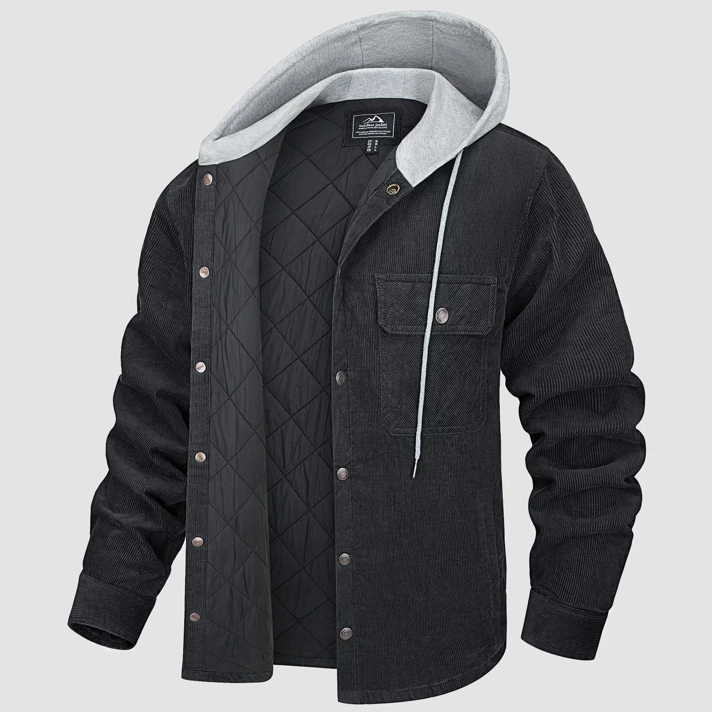 Veste À Capuche avec Doublure Matelassée Et Fermeture Boutonnée pour Hommes | Idéale pour La Saison Froide