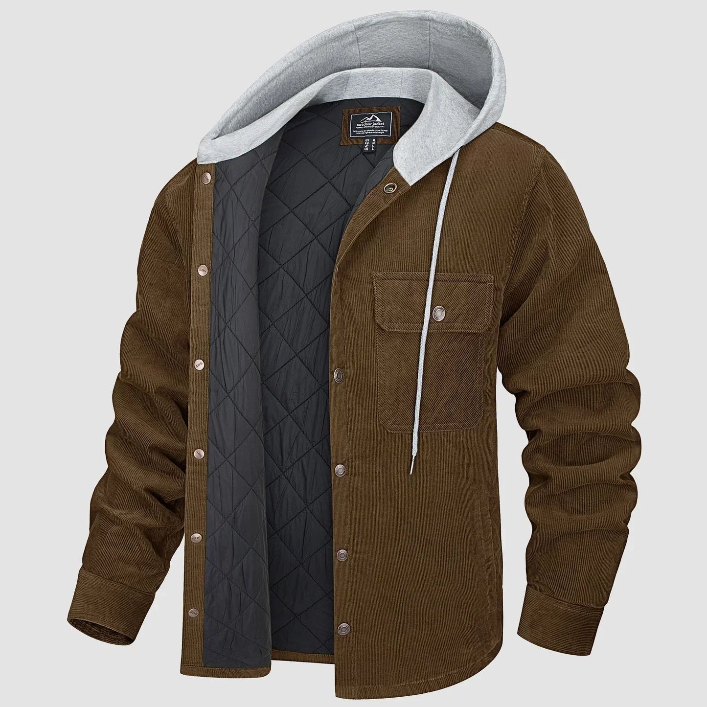 Veste À Capuche avec Doublure Matelassée Et Fermeture Boutonnée pour Hommes | Idéale pour La Saison Froide