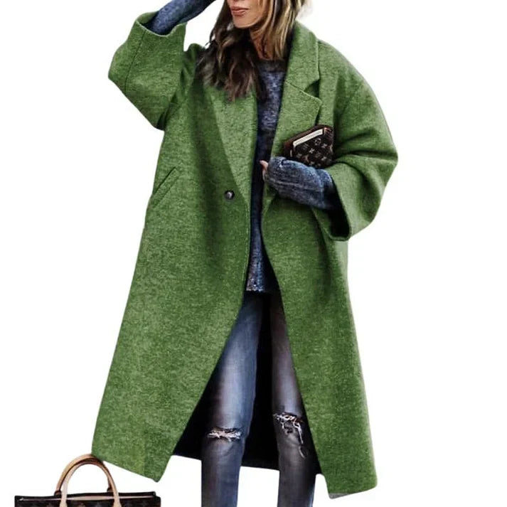 Manteau Long à Ceinture avec Col à Revers pour Femme | Idéal pour les Journées Fraîches