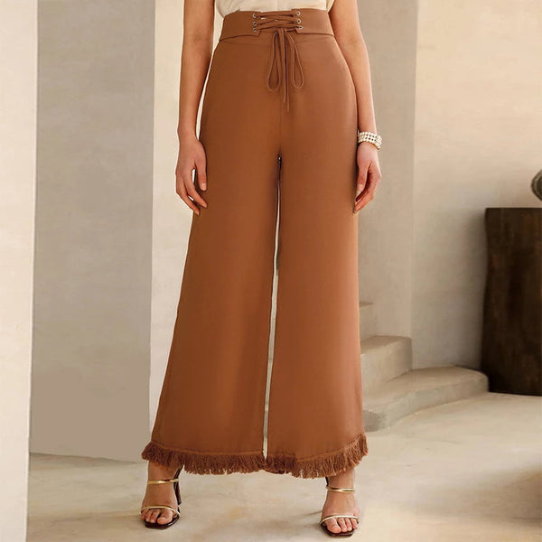 Pantalon Taille Haute avec Lacets pour Femme | Idéal pour Toutes les Saisons