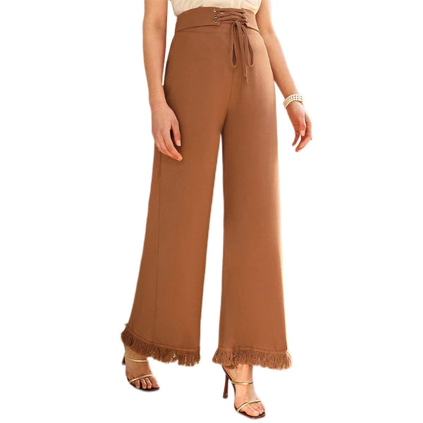 Pantalon Taille Haute avec Lacets pour Femme | Idéal pour Toutes les Saisons