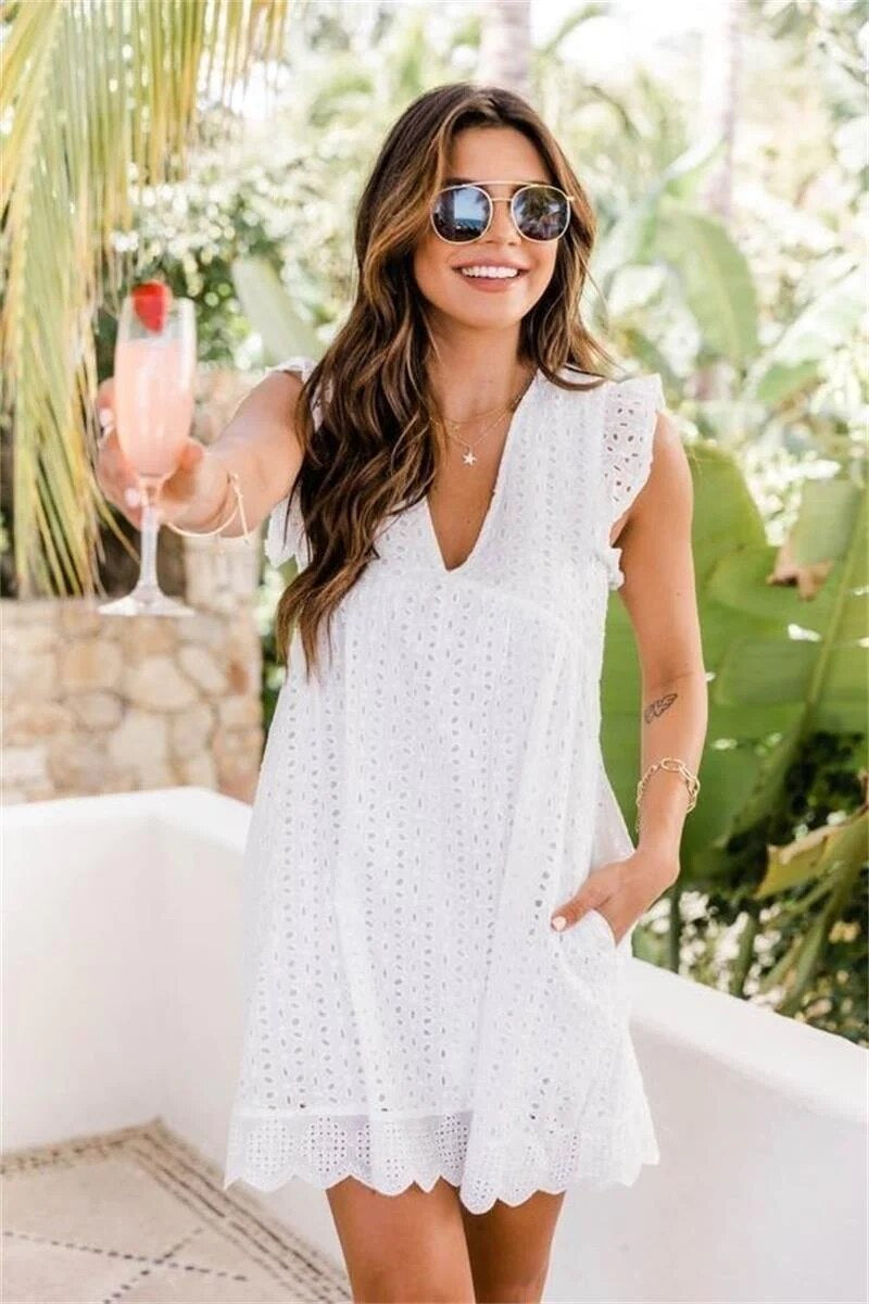 Robe Courte sans Manches pour Femme | Idéale pour les Sorties Estivales ou la Plage