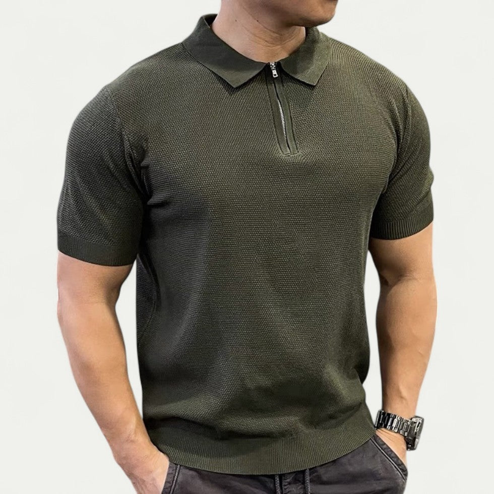 Chemise Tricotée Slim Fit avec Col Zippé pour Homme | Idéale pour un Usage Quotidien et Décontracté