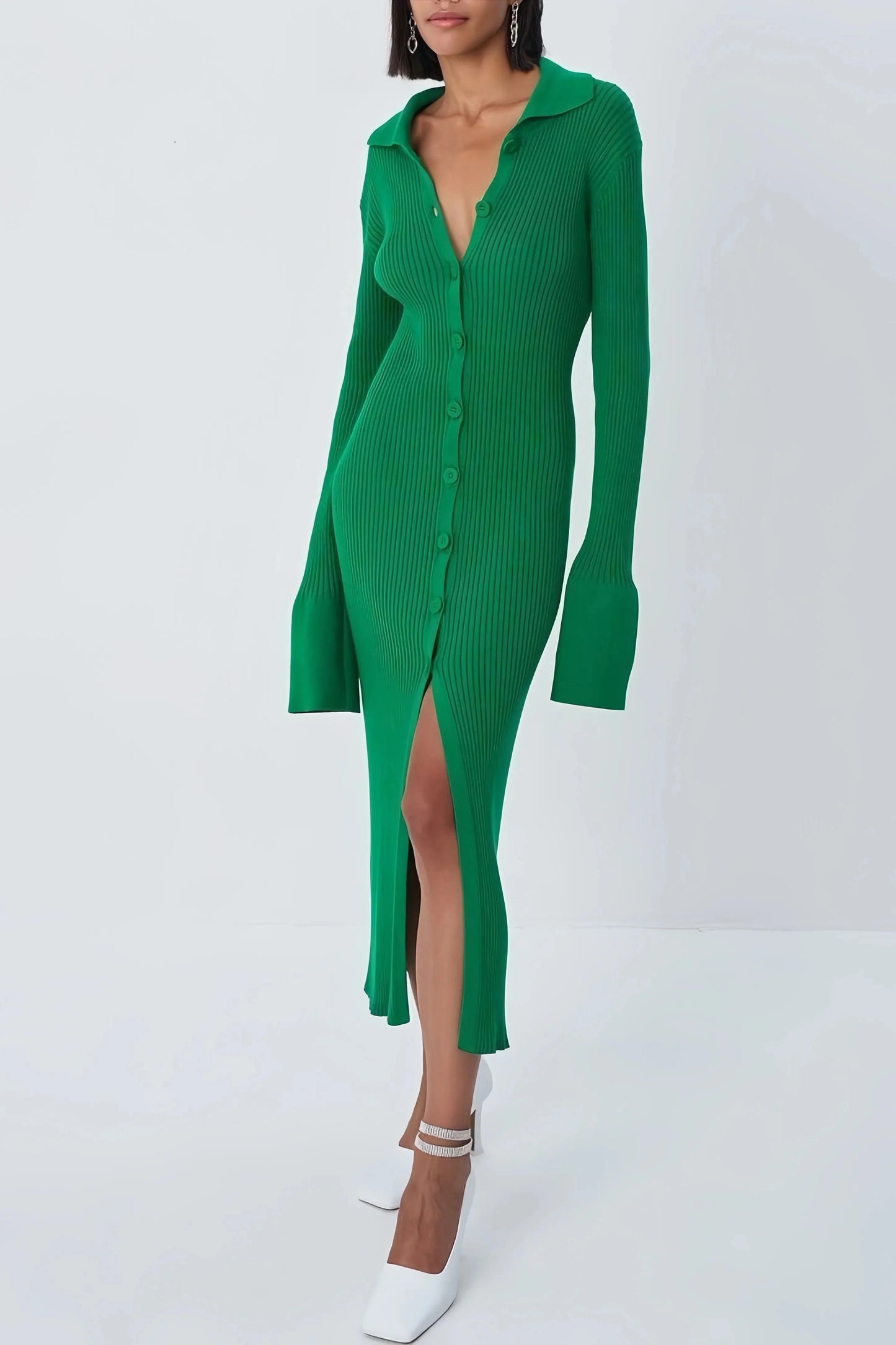 Robe Midi à Col en V pour Femme | Idéale pour les Événements ou les Sorties Quotidiennes