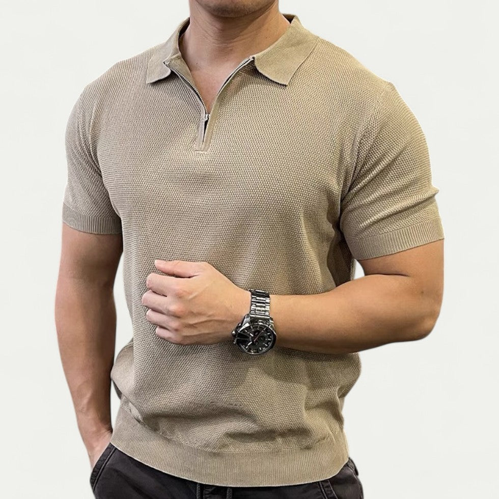 Chemise Tricotée Slim Fit avec Col Zippé pour Homme | Idéale pour un Usage Quotidien et Décontracté