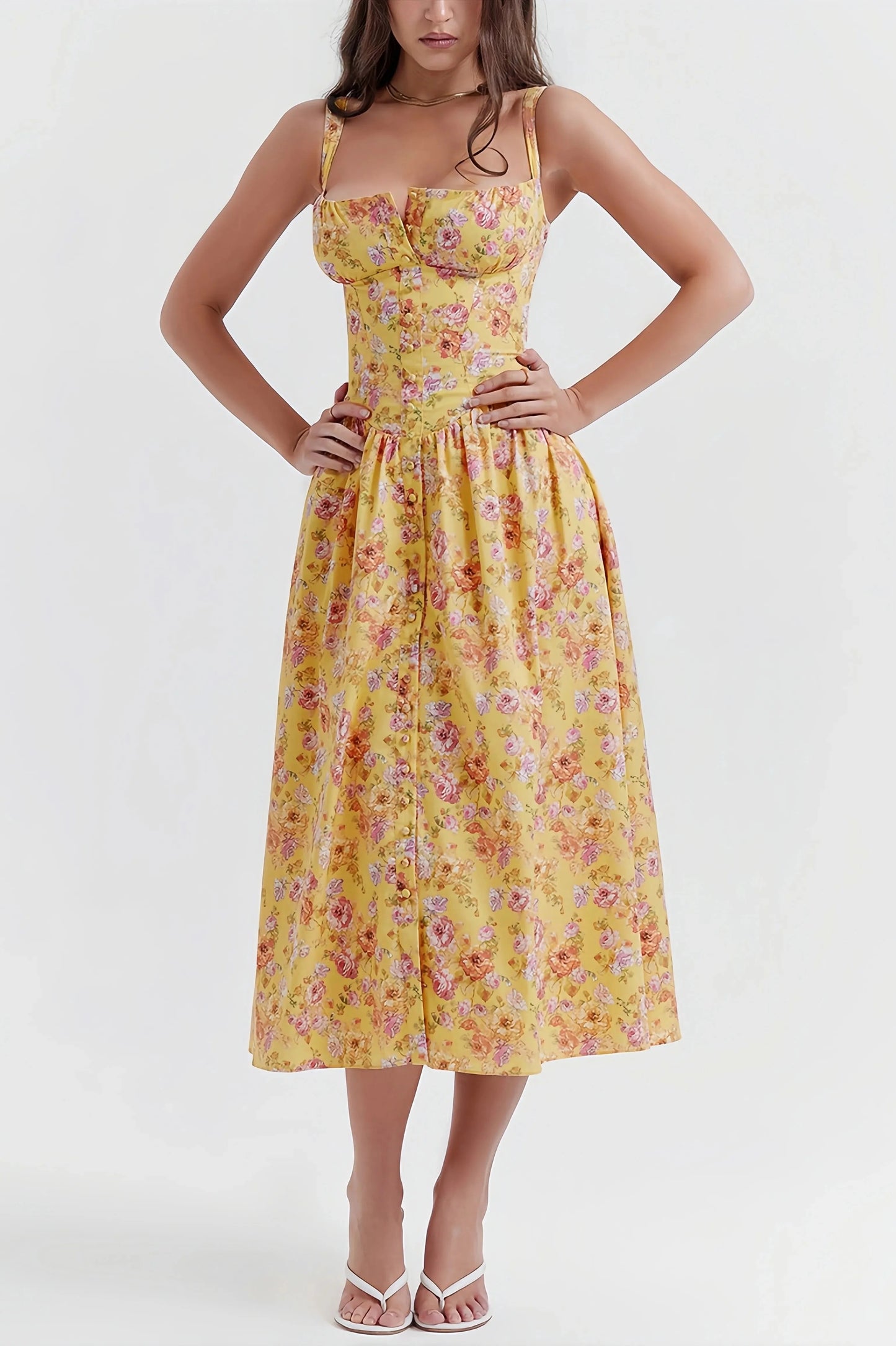 Robe Midi à Imprimé Floral pour Femme | Idéale pour l’Été ou les Occasions Spéciales